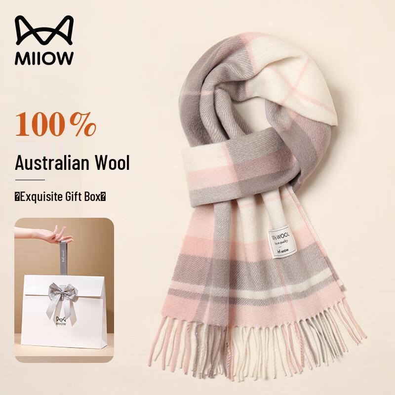 

MaoRen Женский зимний клетчатый шарф-шаль из 100% шерсти