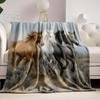 1pc Horse Blanket - Soft Flannel All Season Bedspread Throw - Brown Lightweight & Breathable Machine Washable Horse Lover