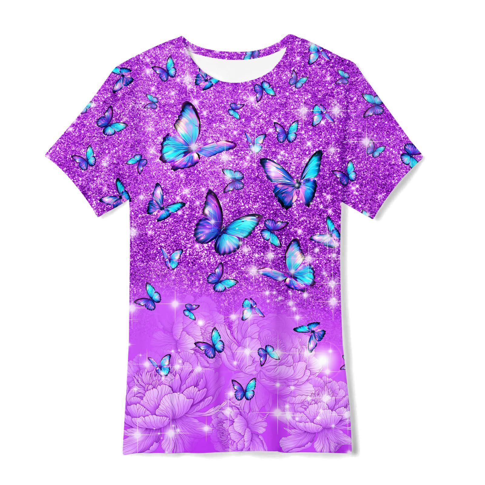 

Новая летняя футболка с коротким рукавом для девочек, модный принт животного в 3D-цифровой печати, свободный топ 160cm