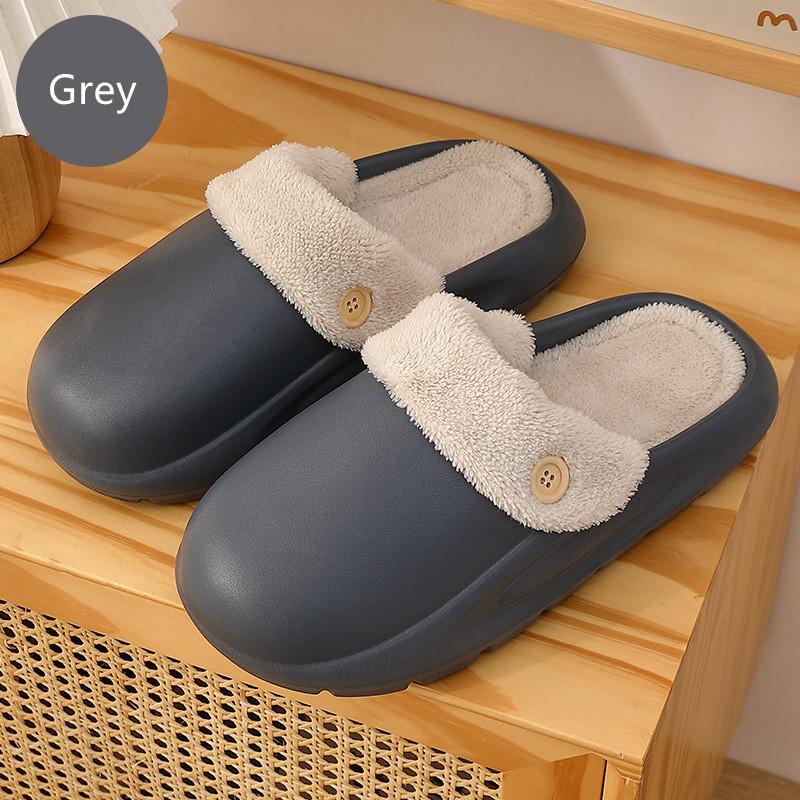 New Removable Liner Slippers Couples Women Men Winter Warm Non-slip EVA Waterproof Home Plush Slides