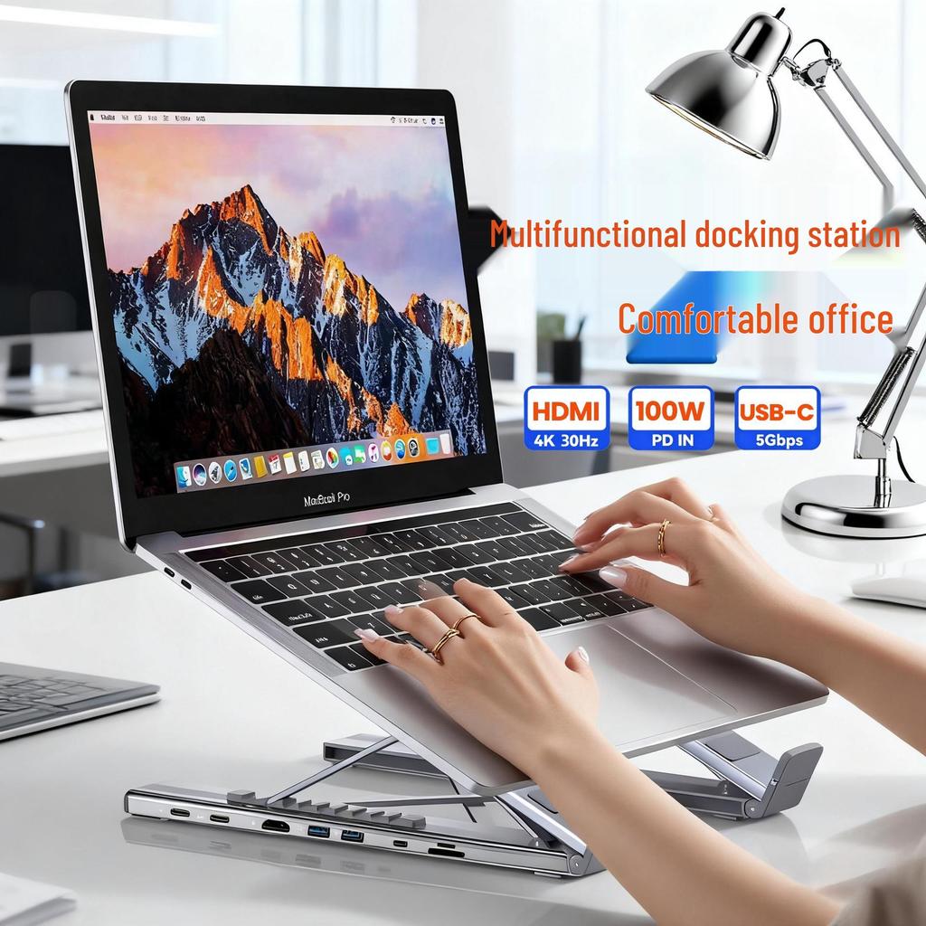 Universal 4K Multi-function USB-C Docking Station & Stand for Laptops, Tablets, and Phones
