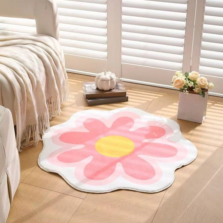 Simple Flower Round Carpet For Home Decoration Anti-Slip Mat For Living Room And Bedroom And Small Carpet For Home Areas