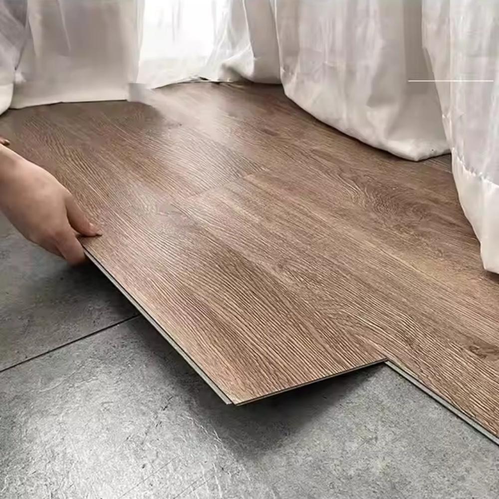 10pcs 40cmx15cm PVC Floor Stickers Self-adhesive Waterproof Thickened Wood Grain Floor Living Room DIY