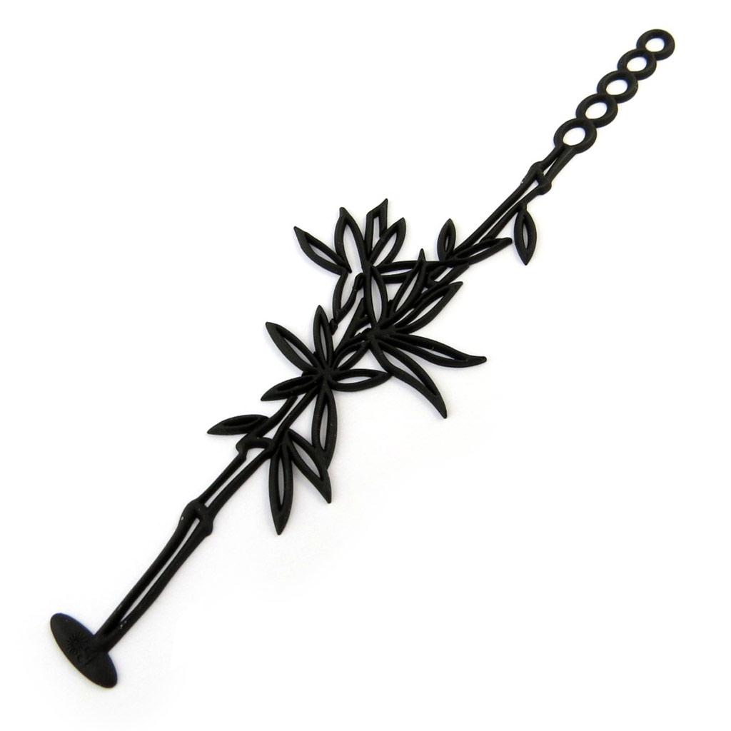 Les Trésors De Lily [P0701] – Černý designový náramek „Batucada“ (bambus)