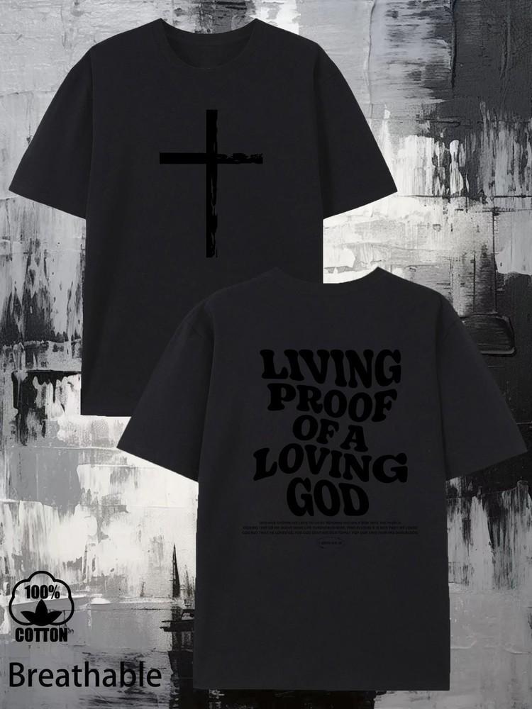 Мужская двусторонняя хлопковая футболка 220 г с ярким принтом LIVING PROOF OF A LOVING GOD Pr Унисекс футболка M