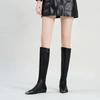 Fashion Brand Metal Pointed Women Knee Long Boots Fashion Stage Show Black Sexy Autumn Winter Over Knee Length Boots Size 34-45