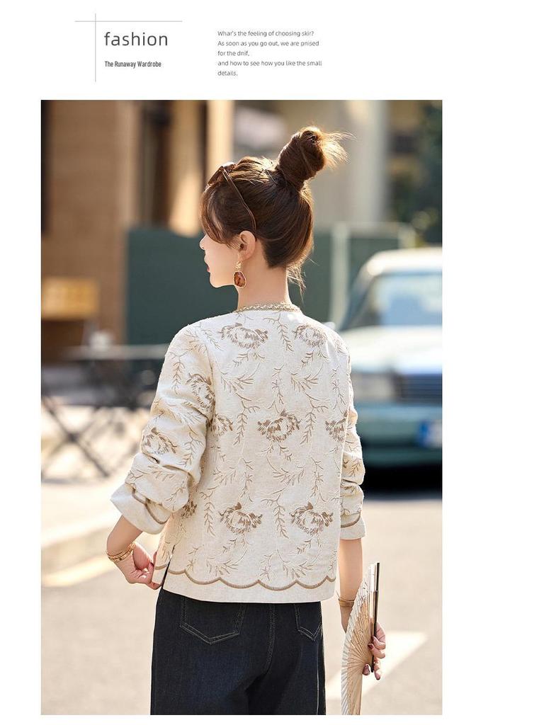 Wiosenna kurtka żakardowa damska petite 2025 - Nowy styl chiński RX9206