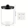 Qtip Holder Dispenser for Bathroom - 10 oz Clear Canister Apothecary Jar for Cotton Swabs, Balls, Pads, Floss Picks, Containers