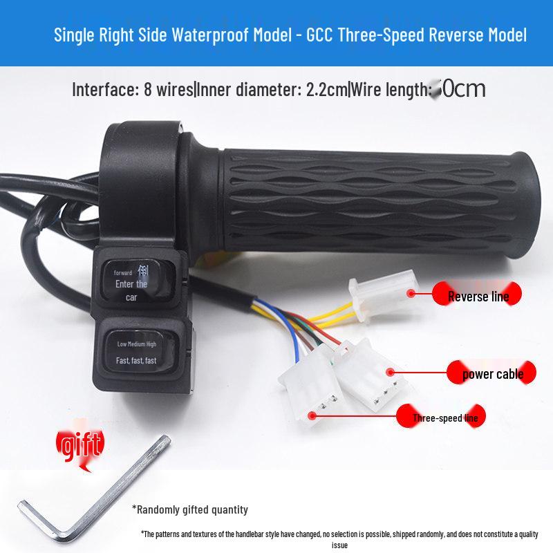 Waterproof Electric Tricycle Throttle Handle: Speed Control Accelerator with High, Medium, Low, Forward, and Reverse Functions.