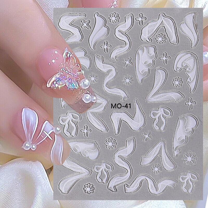 5D Nagelaufkleber mit Cartoon-Prägung und bunten Herzmustern, kindliche Aufkleber