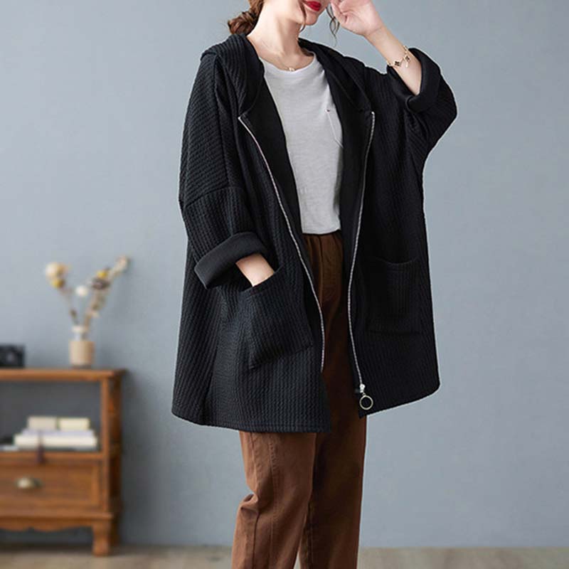 Sweaters Coat Cardigan for Women Autumn Winter Large Size Vintage Loose Long Sleeve Knit Cardigan Hooded Sweaters Jacket