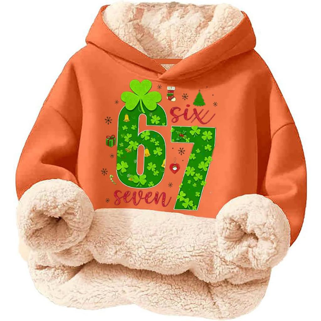 Children's Fashionable Printing Casual Fleece Hooded Loose Fit Hoodie Without Pockets
