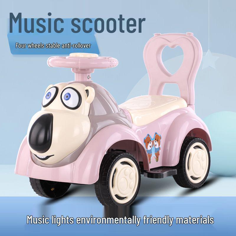 Kinder Vierrad Schaukelauto Roller mit Musik, Geeignet für Alter 1-6