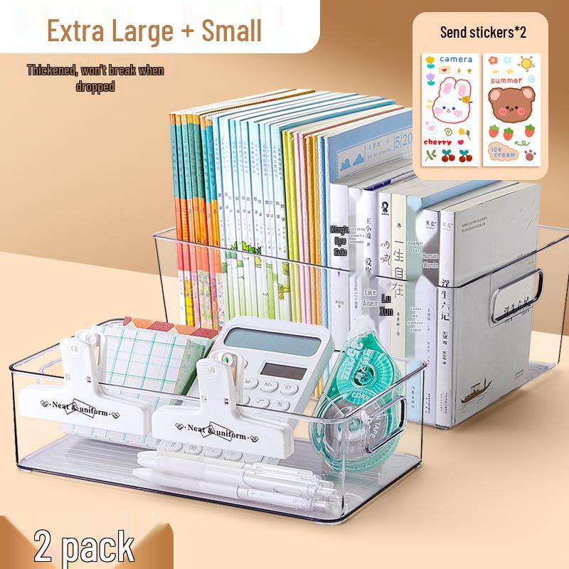 Large Capacity Transparent Acrylic Bookshelf Bookend with Creative Desktop Storage for Dorms & More