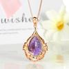 Amethyst Pendant Necklace: Rose Gold-Plated with Purple Gem and Elegant Micro-Paved Design.