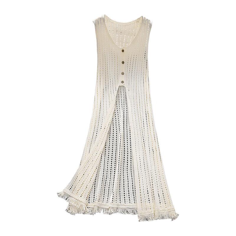 Women s Elegant Hollow-Out Sleeveless Knit Top One Size