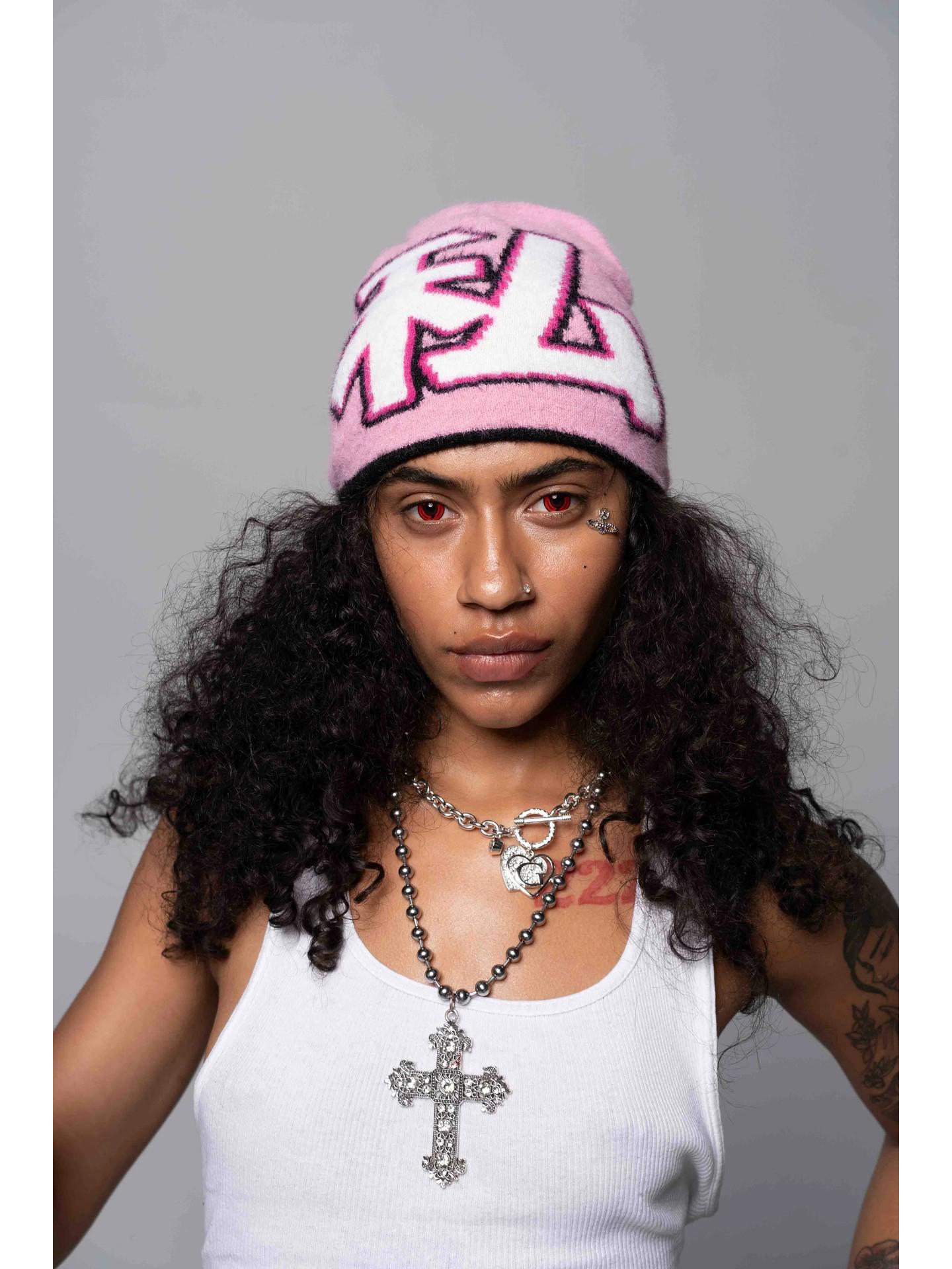 

2026 Unisex Gothic Harajuku Dome Knit Hat - Trendy Warm Streetwear Style One Size рожевий