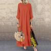 Abito da Donna Floreale Vintage Manica 3/4 Girocollo Patchwork di Colore Bottone
