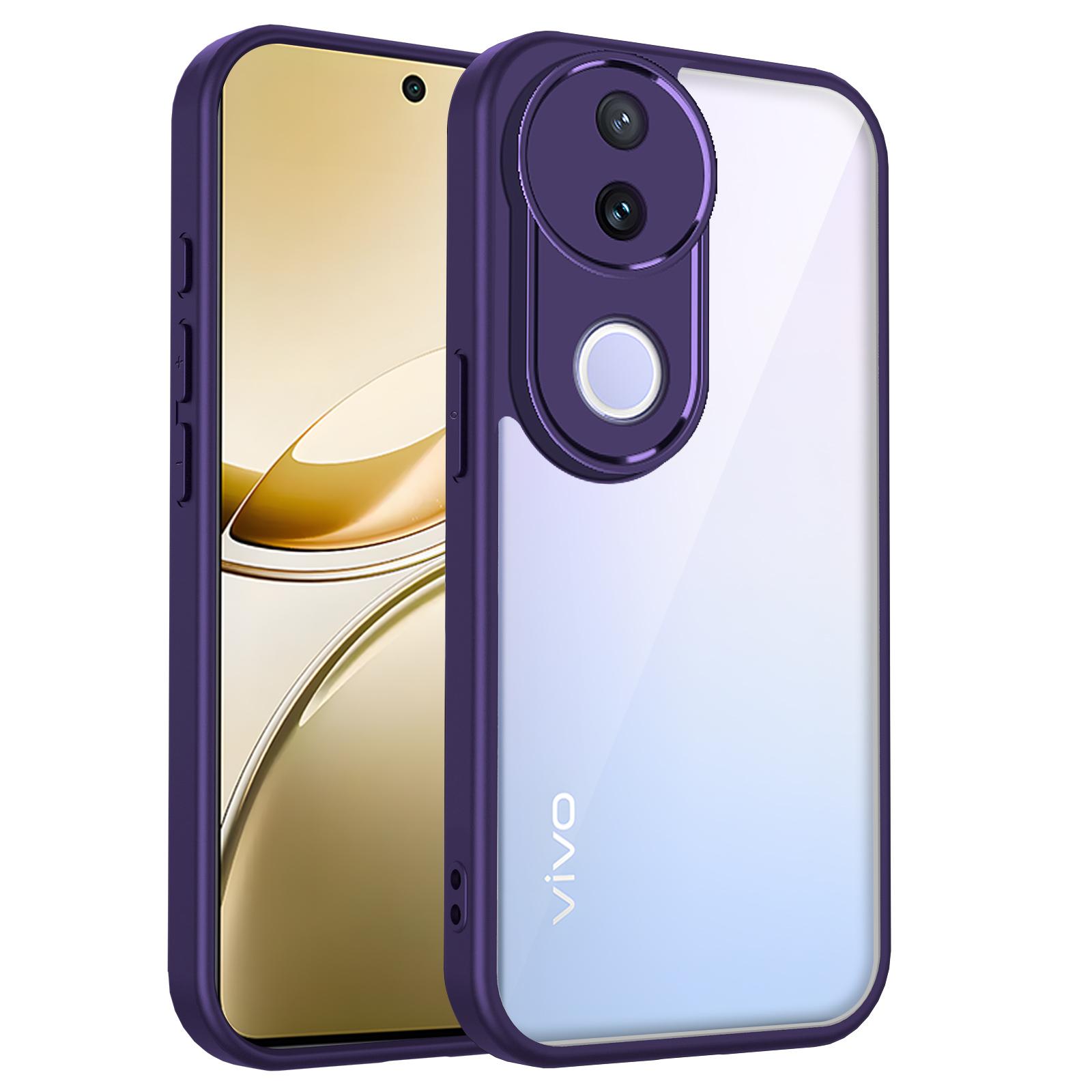 

Vivo V50 5G V2427 Case Air Cushion Shockproof Silicone Bumper Clear Matte Back Cover Hard Phone Case for Vivo V50 VivoV50 2025 Pc + tpu&vivo V50 фіолетовий