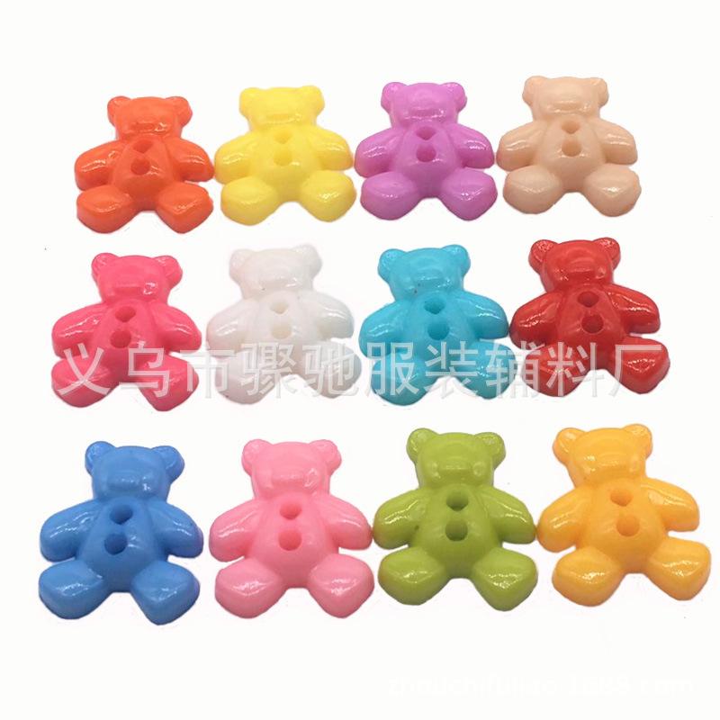 10Pcs Supply Colorful Bear Buttons, Cartoon Two-Eyed Plastic Winnie The Pooh Buttons, Handmade Diy Decorative Buttons