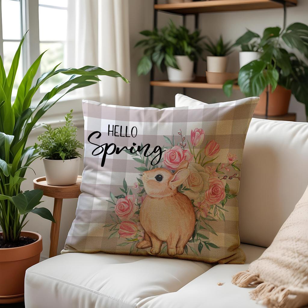 New Flower Pillowcase Linen Print Spring Atmosphere Cushion Pillowcase