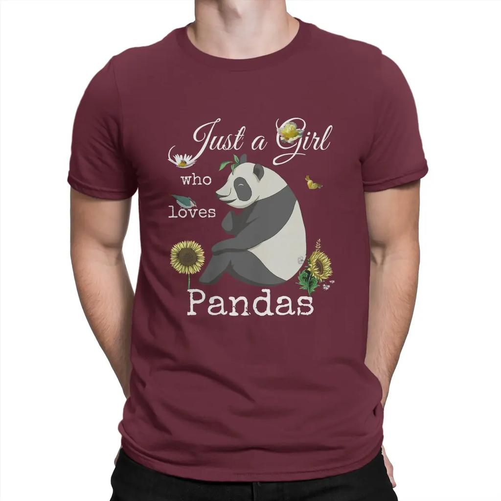 Just Girl Who Loves Pandas Sunflower Floral Kawaii Panda TShirt Kawaii Anime Panda Crewneck Tops Cotton T Shirt Humor Unisex