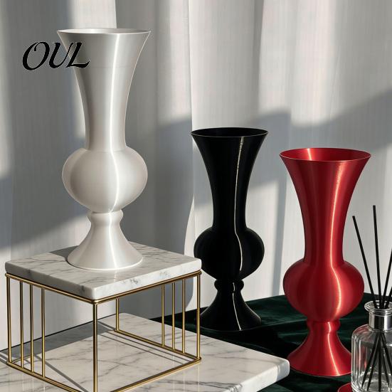 Kreatives Heimdekor Retro Gebogene Dekorative Blumenvase, 3D-gedruckt Weiter Hals Stilvolle Balkondekoration Minimalistischer Tischplatten Blumenbehälter