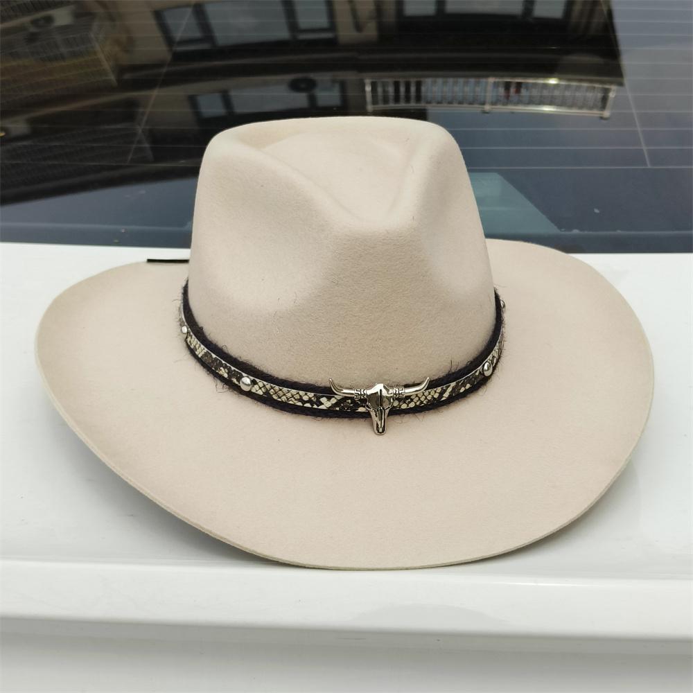55-60 cm große Größe Hut WOLL Cowboyhüte für Männer Frauen Cowboyhut Gürtel breite Krempe Filzhut kundenspezifisch 4 Größen Outdoor Sombrero Hombre