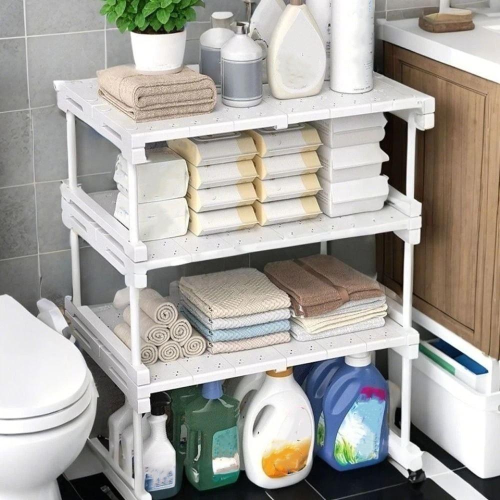 Cabinet Organizers Adjustable Telescopic Shelves Multi Layered Expandable Organizer Shelf Pull Out Cabinet Divider Closet