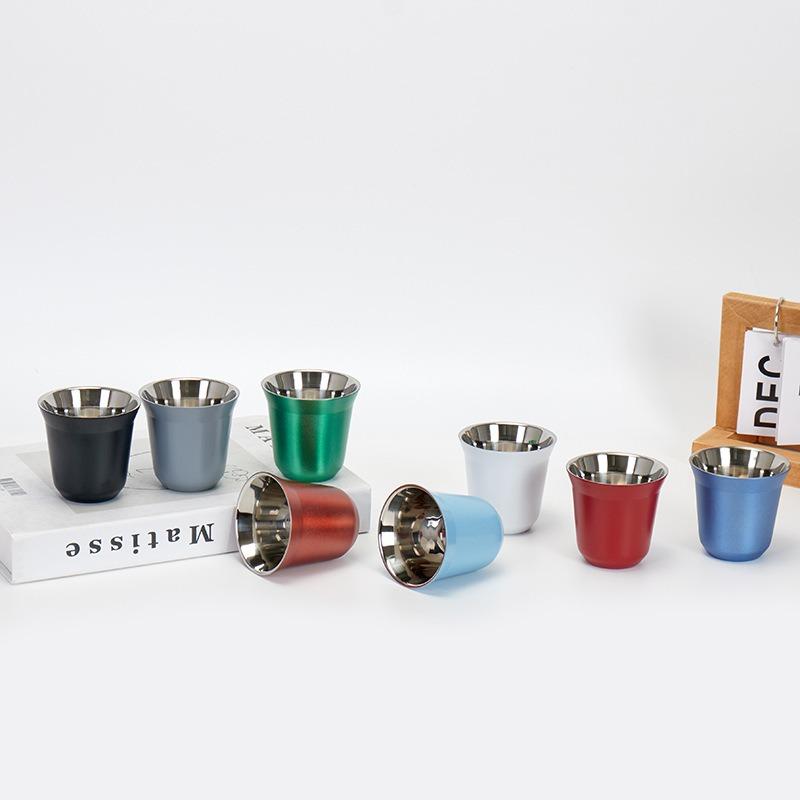 Isolierte Edelstahl Espresso Tasse 80ml Doppelwandig Kleine Wein Tee Trinkgefäße Kapsel Getränkebecher Becher Weinglas