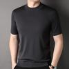 T-shirt Estiva da Uomo a Maniche Corte in Filato Pettinato Mercerizzato Versatile Moda Abbigliamento Maschile Collo Alto Mezzo Casual Base Top a Maglia