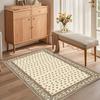 Bohemian Dot Medallion Print Area Rug, Soft Neutral Floor Mat for Living Room Bedroom Vintage Farmhouse Home Decor