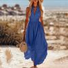 European and American Summer New V-neck Sleeveless Solid Color Elegant and Comfortable Casual Dress Women
