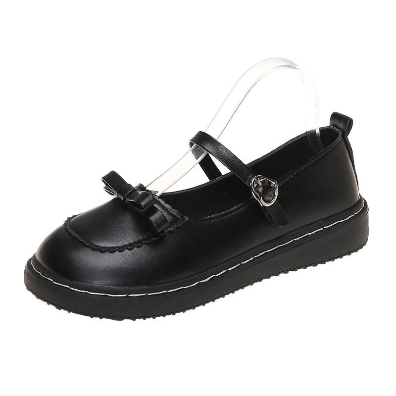 Women S Korean Style Round Toe Flat Leather Shoes For Jk Lolita Daily Wear