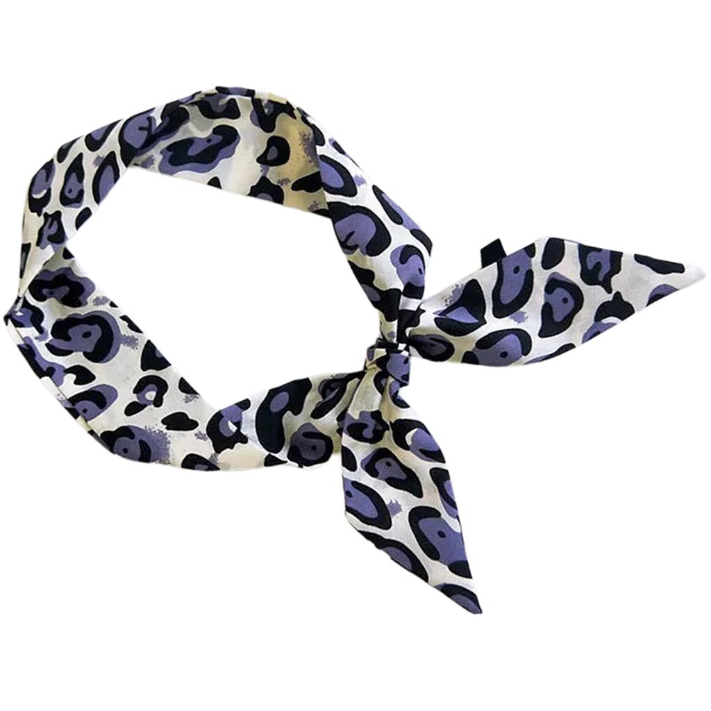Leopard Print Narrow Silk Scarf for Women Girls Short Necktie Scarf Fashionable and Versatile Accessory for Any Outfit