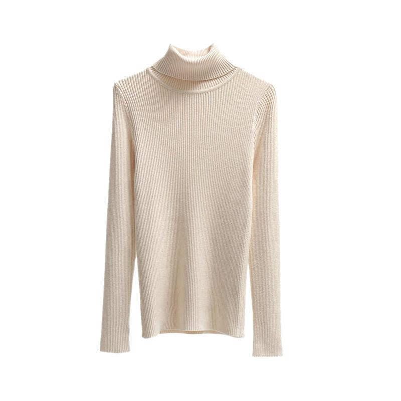 Autumn and Winter Turtleneck Knitted Sweater Women's Long Sleeved Slim Fit Tops Solid Color Fashion Versatile Bottoming Shirt Elegant Inner Clothing