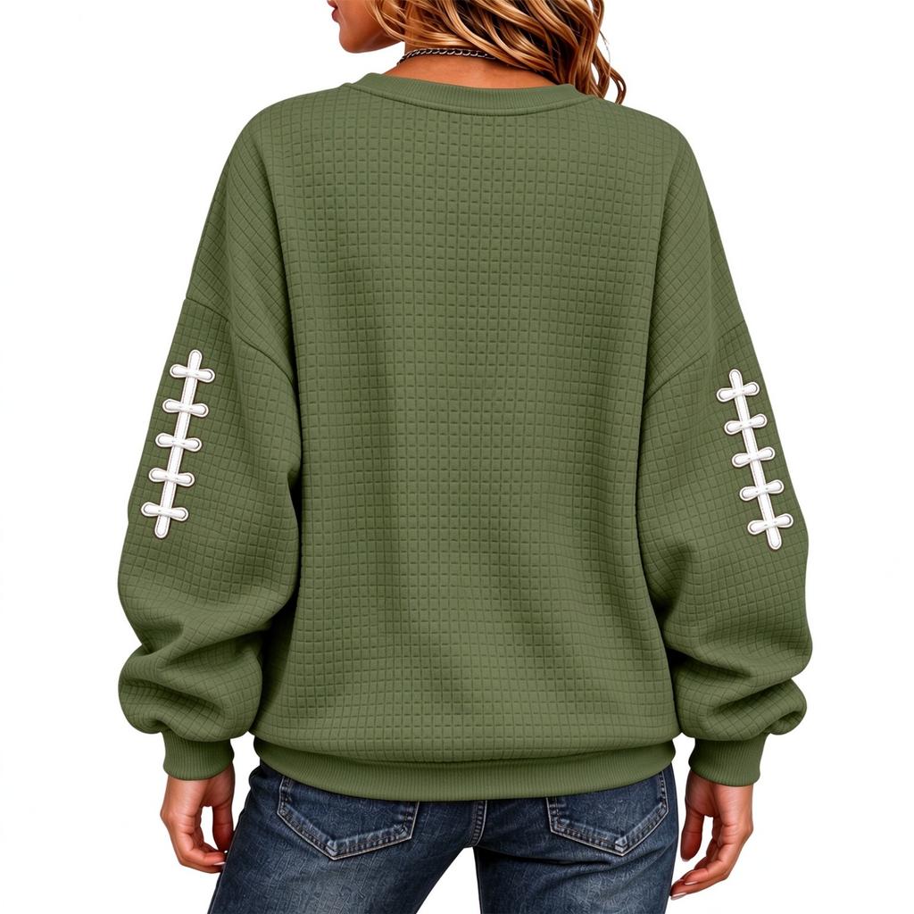 Women's Casual Knit Crewneck Long Sleeve Sports Print Sweatshirt for Everyday Wear