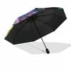 1pc Stained Glass Deer Windowpane Design Automatic Folding Umbrella, Portable 3-Fold Design with 8-Bone Iron Frame, Outdoor for Fans, Travelers, Daily