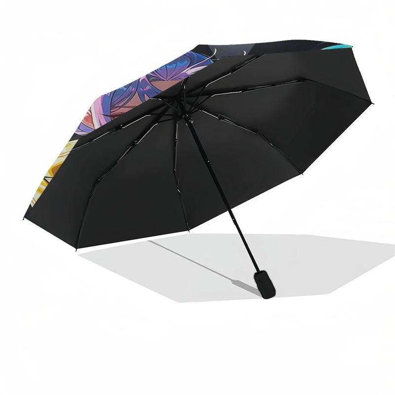 1pc Stained Glass Deer Windowpane Design Automatic Folding Umbrella, Portable 3-Fold Design with 8-Bone Iron Frame, Outdoor for Fans, Travelers, Daily