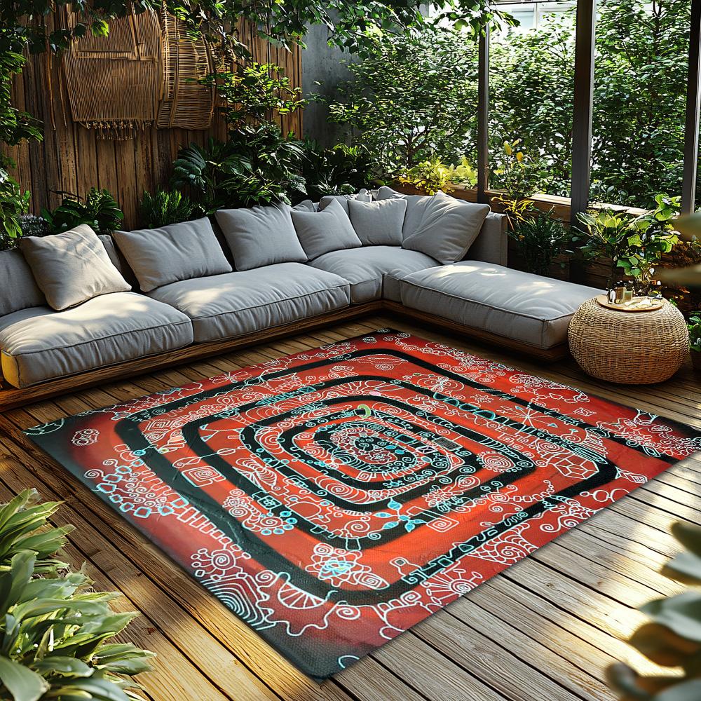 Unique Geometric Pattern Area Rug Modern Abstract Design Floor Mat Home Decor Living Room Carpet Durable Non-Slip Accent Rug Boh