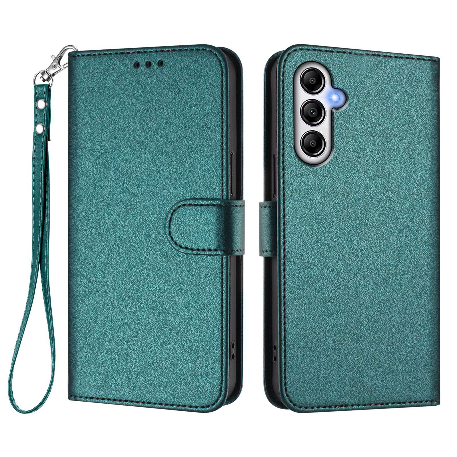 

For Samsung Galaxy A54 5G Leather Case Wallet Stand Phone Cover with Wrist Strap Green
