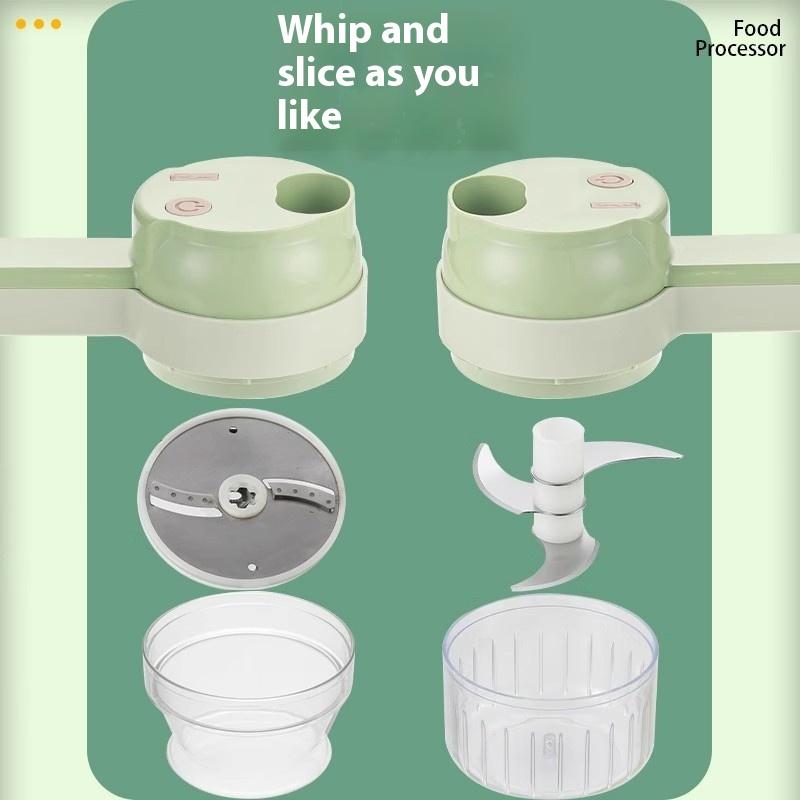 Multifunctional Vegetable Cutter, Chopping Chili Rings, Scallion, Cutting Ginger and Garlic Slices, Vegetable Cutter, Electric Garlic Puree Artifact