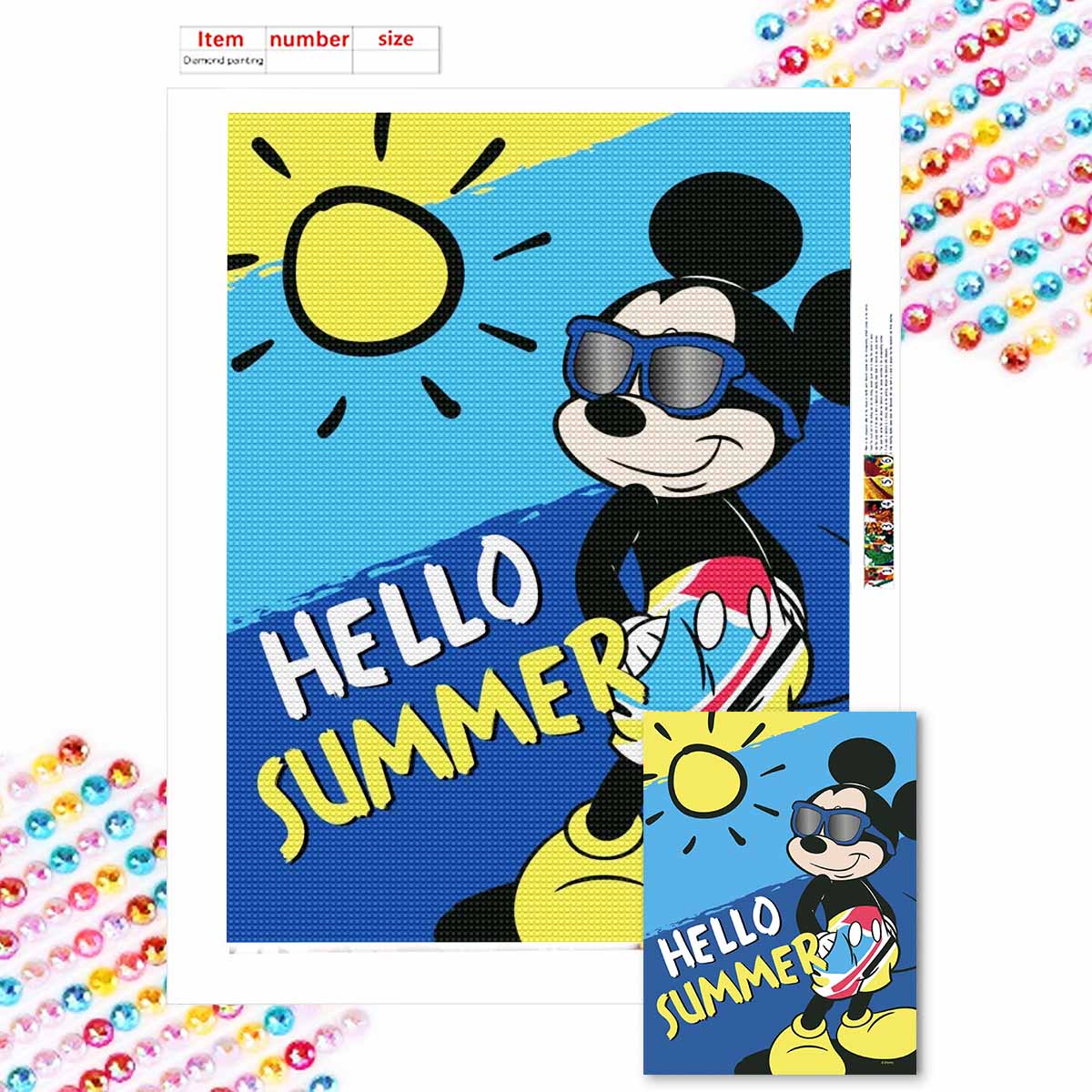 

Full Round Diamond Painting Mickey Wearing Sunglasses Art Rhinestone Picture Mosaic DIY 5D Cross Stitch Embroidery Home Decoration Round 20x30cm