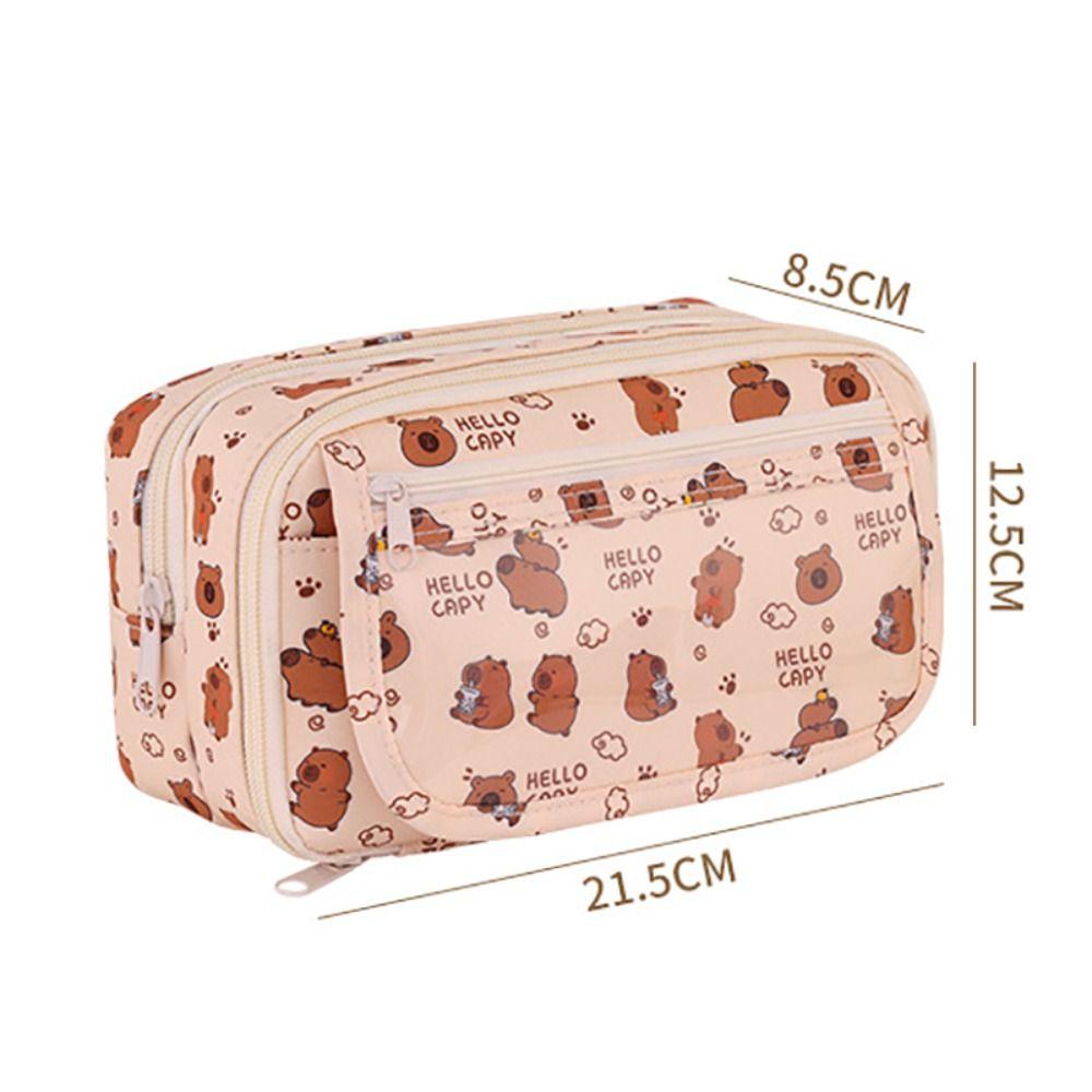 Multi Layer Pen Bag Capybara Stationery Organizer New Stationery Storage Bag School Office