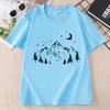 Minimalist Mountain T Shirt Nature Lover Tee Moon Mountain Graphic Tee Hiking TShirt Casual Round Neck Printed Tshirt Clothes