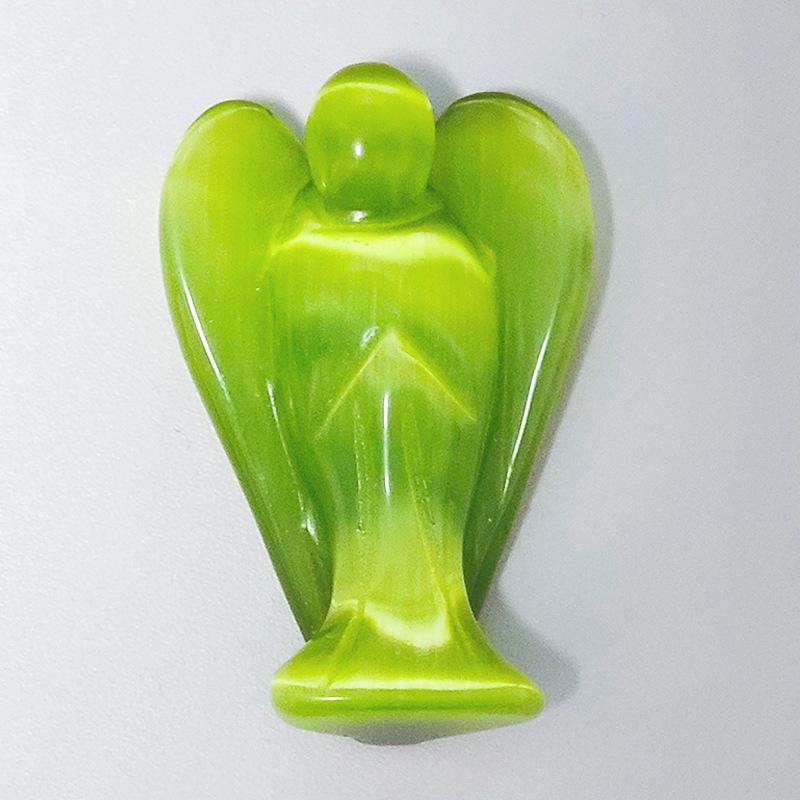 Rose Quartz and Jade Angel Carvings - Semi-Precious Crystal Home Decor