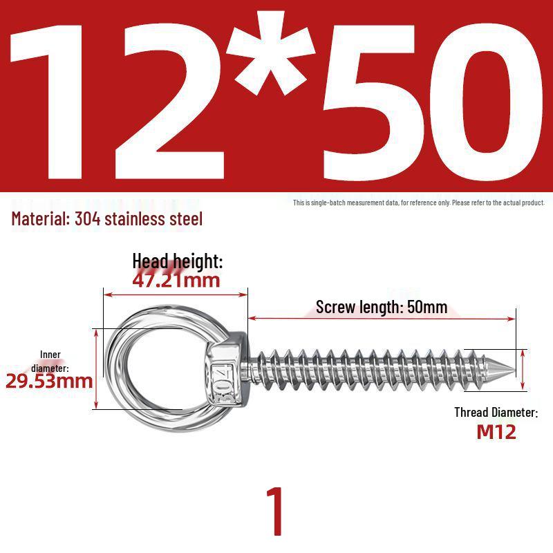 304 Stainless Steel Self-Tapping Eye Bolt with Ring Screw Hook
