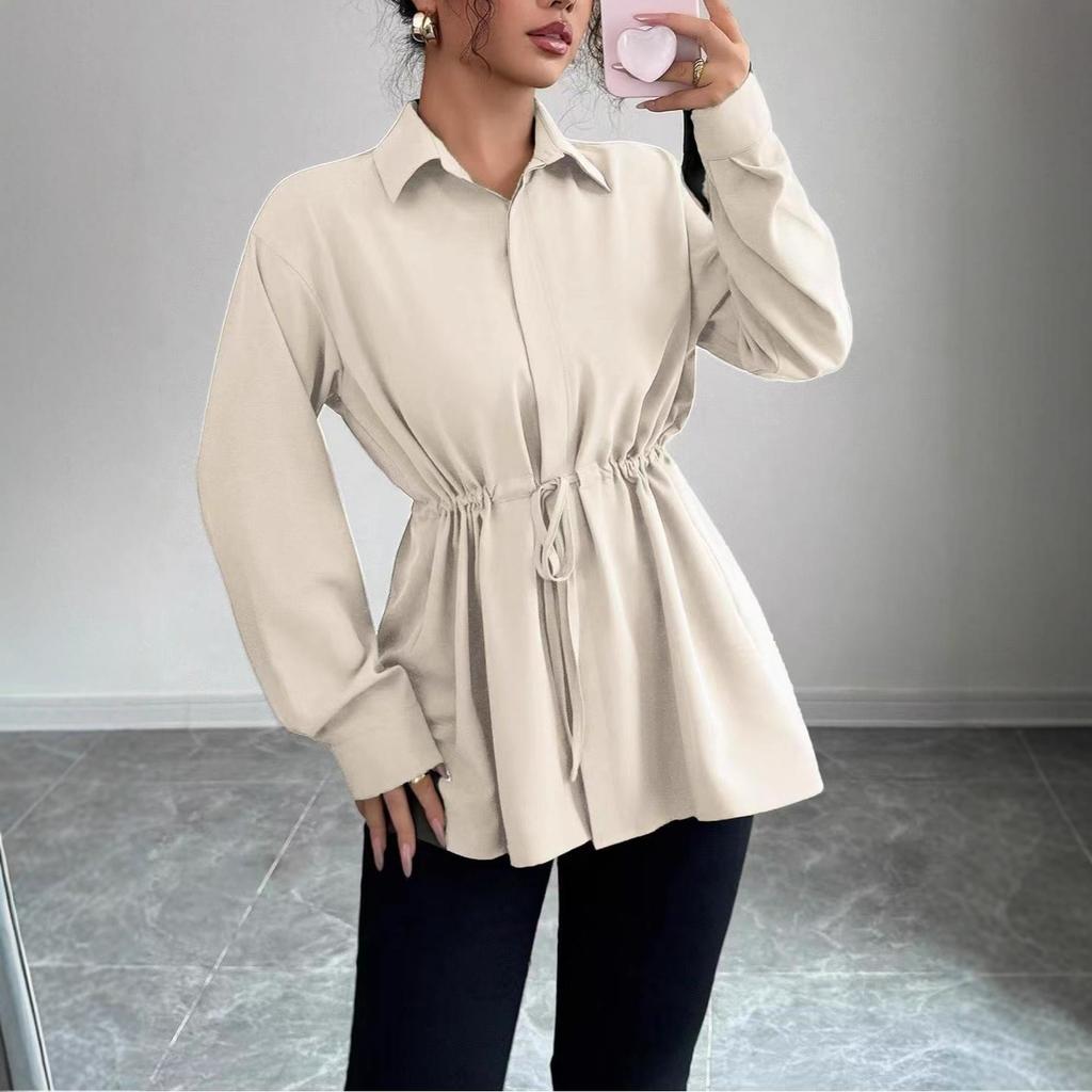 A New Solid-color Casual Long-sleeved Shirt for Elegant Ladies