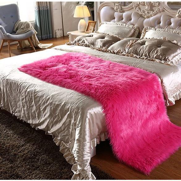 European and American imitation wool rectangular fur carpet bedroom living room non-slip sound insulation fluffy floor mat