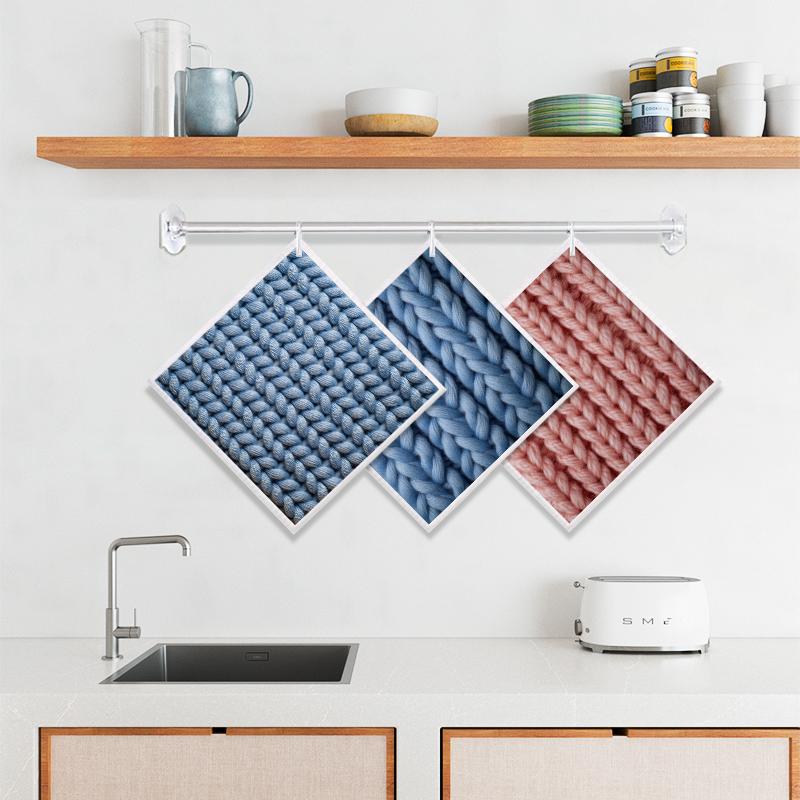 Cleaning Cloth Reusable Kitchen Dish Towels Eco-friendly Microfiber Knitted Print Dishcloths Lint Free Washable Duster Rags Tea Towels 9*7inch
